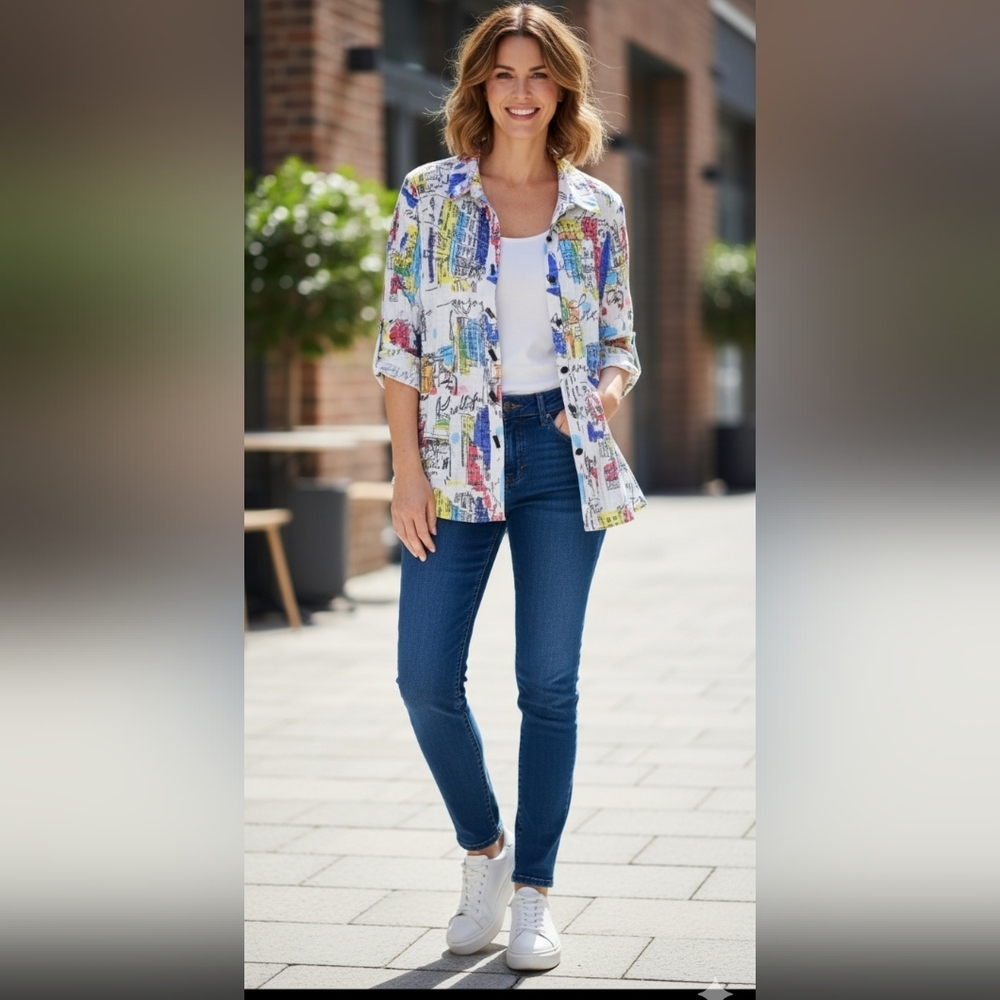 Ali Miles Paris Themed boho Soft Top size 2X - Picture 8 of 8